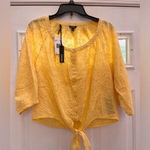 Buffalo David Bitton tie front eyelet top, size S, NWT